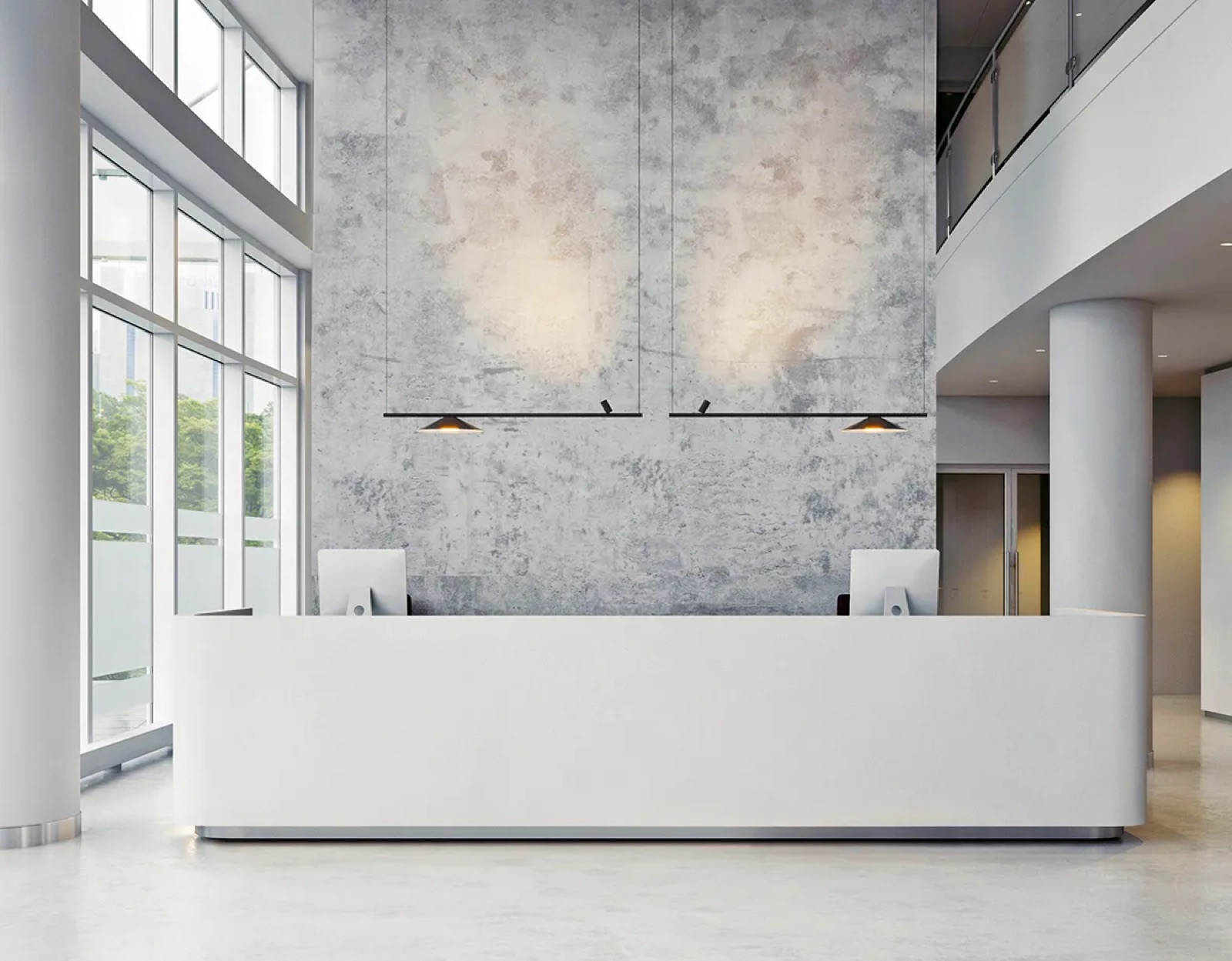 Vibia Circus Pendelleuchten in einer hellen Lobby